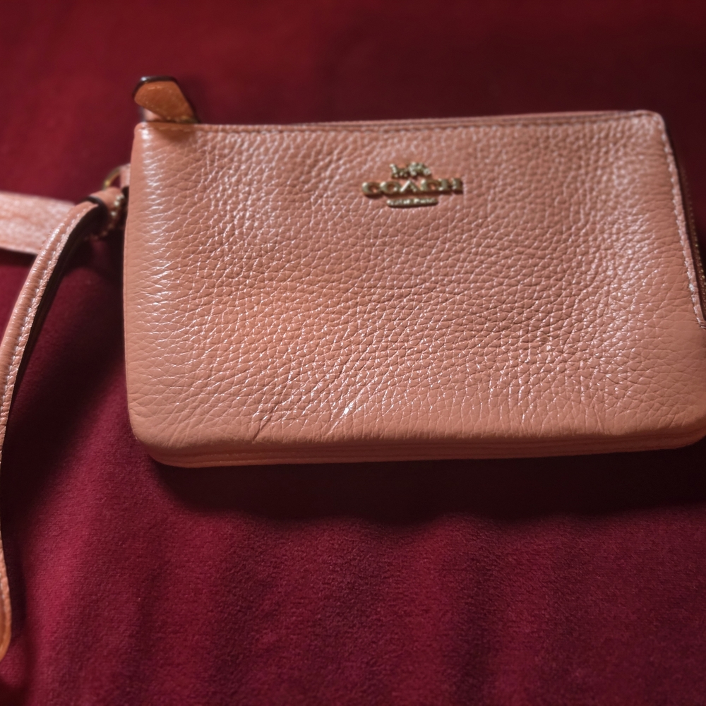 Coach Tan Leather Clutch Wristlet